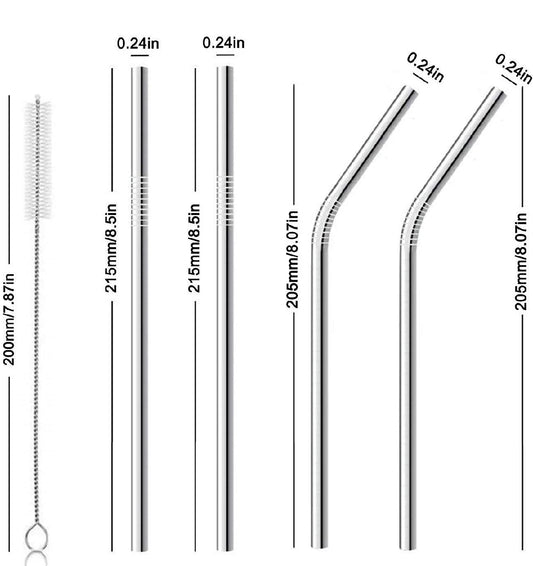 Reusable Stainless Steel Drinking Straws( set of 5)