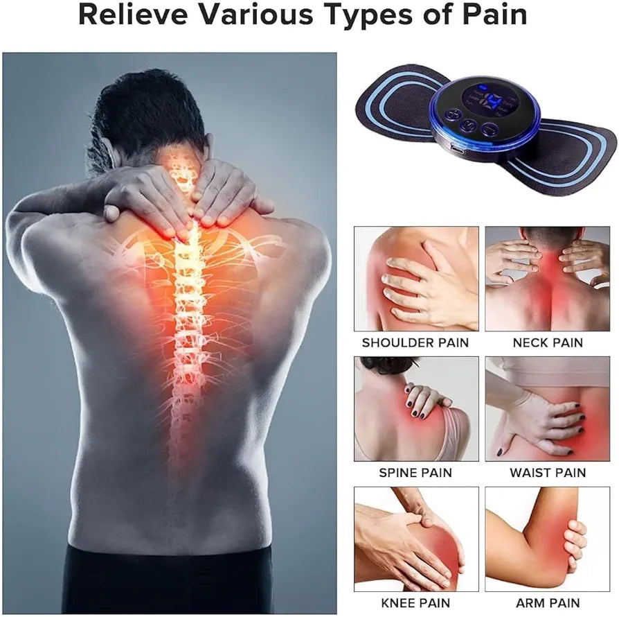 Wireless EMS Mini Body Massager Machine Portable Butterfly Massager Pads | Wireless EMS Muscle Stimulator for Back,Shoulder, Neck & Body Pain Relief