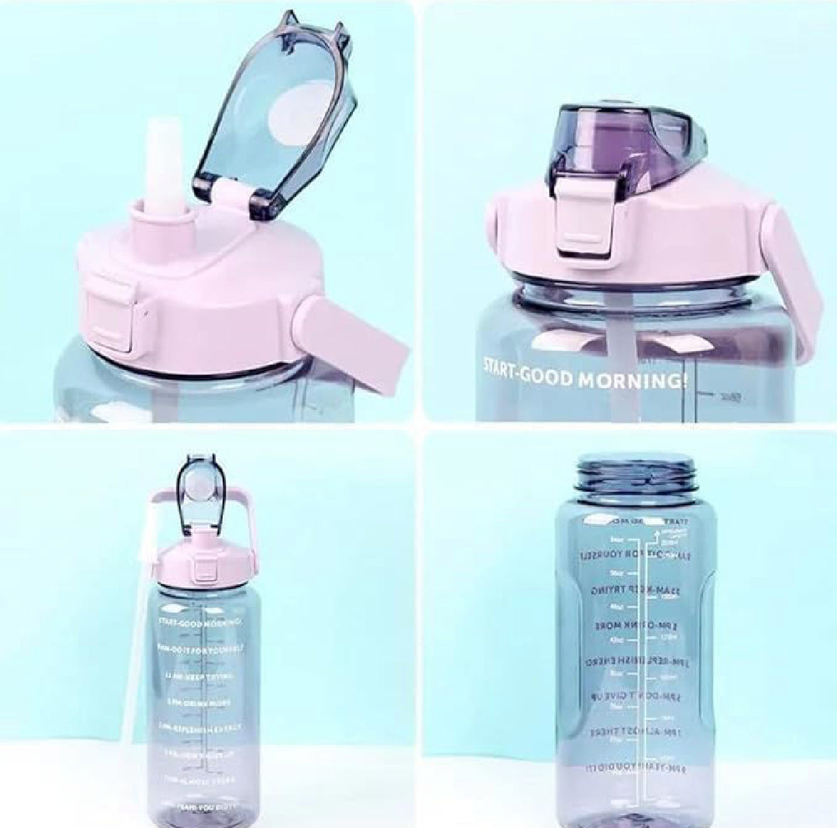 Motivational Sipper Water Bottle (Set of 3 Pcs) (Transparent)
