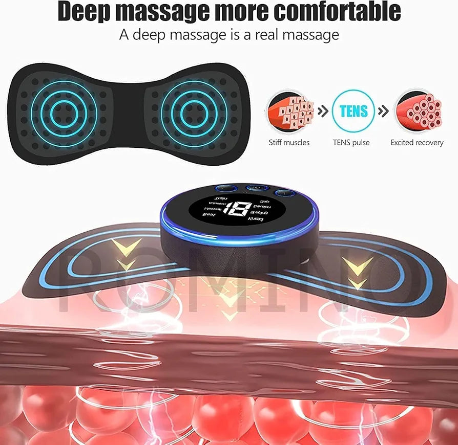 Wireless EMS Mini Body Massager Machine Portable Butterfly Massager Pads | Wireless EMS Muscle Stimulator for Back,Shoulder, Neck & Body Pain Relief