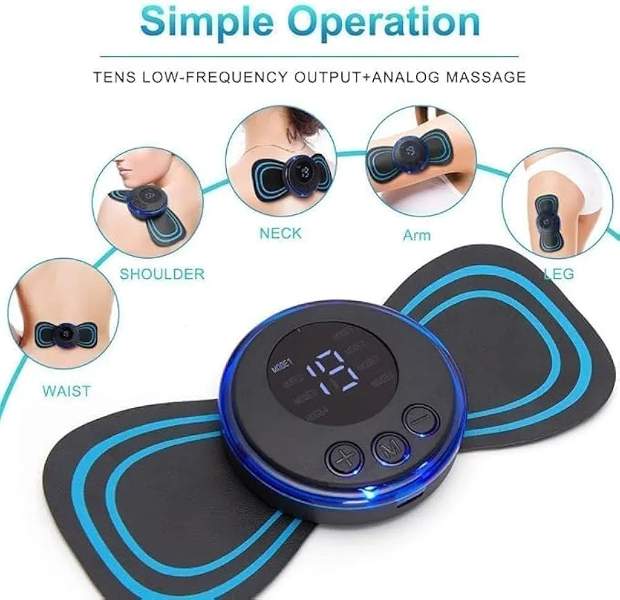 Wireless EMS Mini Body Massager Machine Portable Butterfly Massager Pads | Wireless EMS Muscle Stimulator for Back,Shoulder, Neck & Body Pain Relief