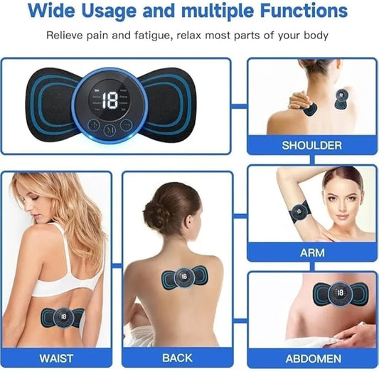 Wireless EMS Mini Body Massager Machine Portable Butterfly Massager Pads | Wireless EMS Muscle Stimulator for Back,Shoulder, Neck & Body Pain Relief