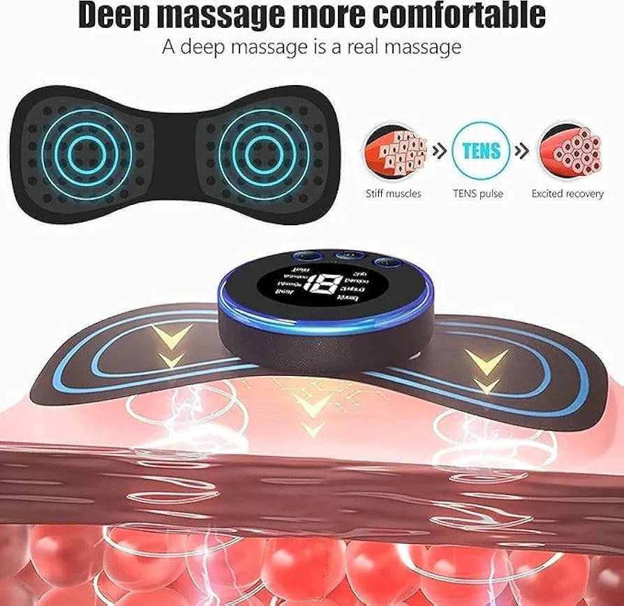 Wireless EMS Mini Body Massager Machine Portable Butterfly Massager Pads | Wireless EMS Muscle Stimulator for Back,Shoulder, Neck & Body Pain Relief