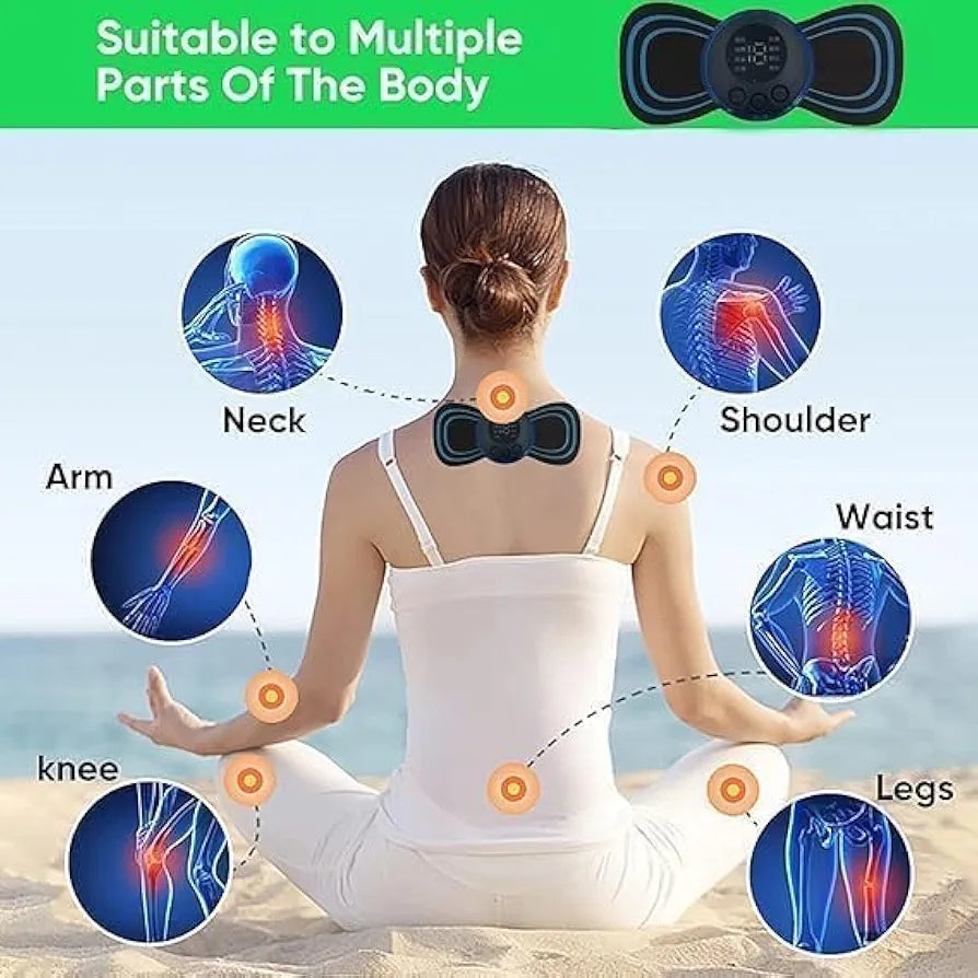 Wireless EMS Mini Body Massager Machine Portable Butterfly Massager Pads | Wireless EMS Muscle Stimulator for Back,Shoulder, Neck & Body Pain Relief
