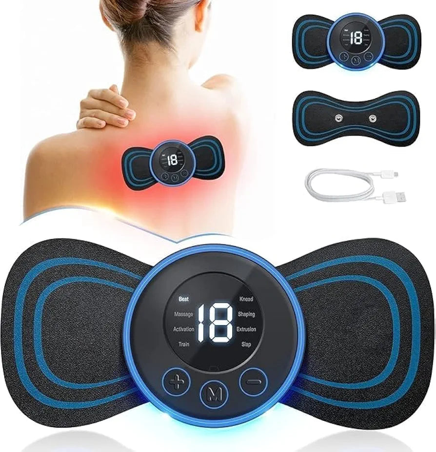 Wireless EMS Mini Body Massager Machine Portable Butterfly Massager Pads | Wireless EMS Muscle Stimulator for Back,Shoulder, Neck & Body Pain Relief